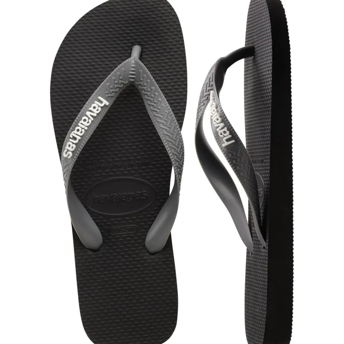 Ciabatte infradito Unisex Nere e grigie con suola in gomma Havaianas