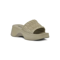 Ciabatte in gomma da Donna beige effetto plissé con zeppa De Fonseca