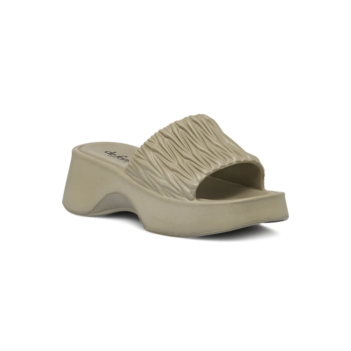 Ciabatte in gomma da Donna beige effetto plissé con zeppa De Fonseca