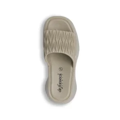 Ciabatte in gomma da Donna beige effetto plissé con zeppa De Fonseca