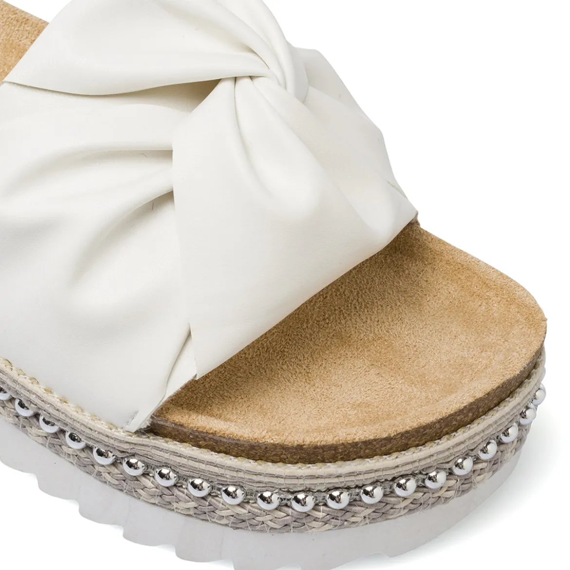 Ciabatte platform bianche da Donna con inserto borchie Lora Ferres