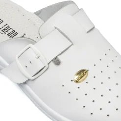 Ciabatte sanitarie da uomo bianche Italia Trend con soletta in pelle