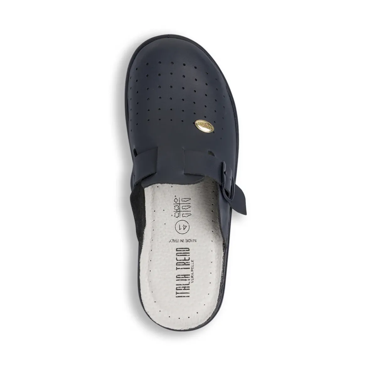 Ciabatte sanitarie da uomo blu Italia Trend con soletta in pelle