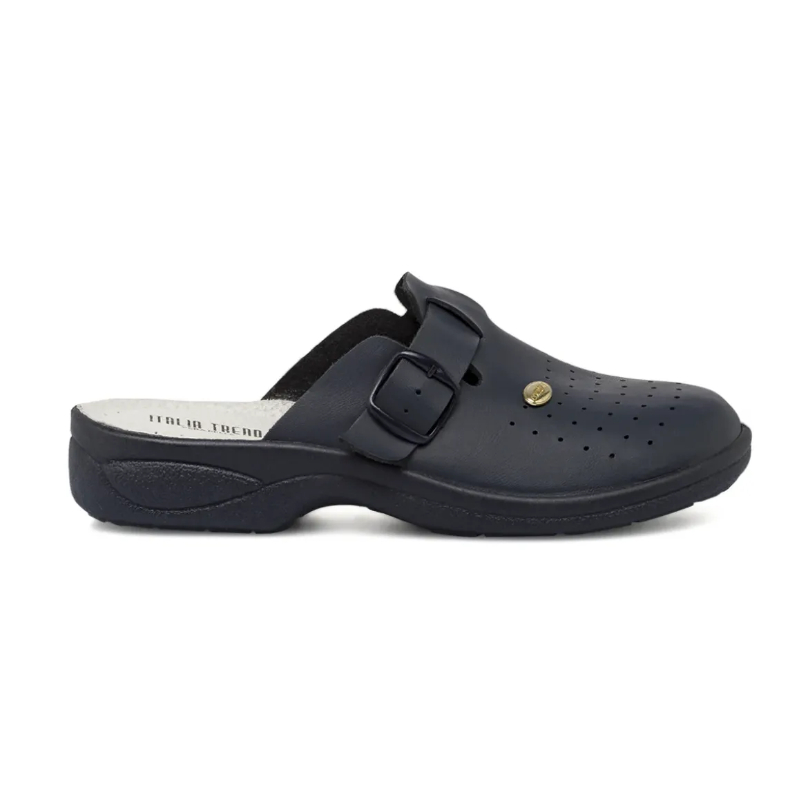 Ciabatte sanitarie da uomo blu Italia Trend con soletta in pelle