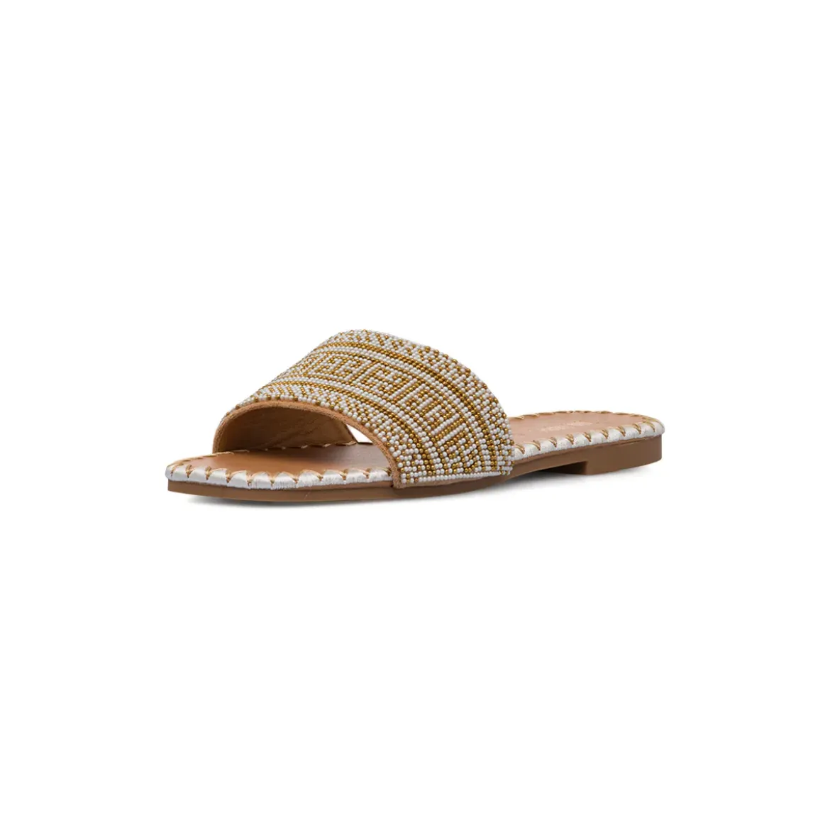 Ciabattine Flat bianche da Donna con decorazione Perline Lora Ferres