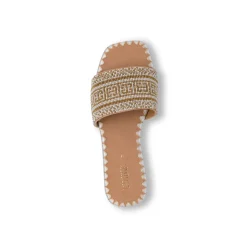 Ciabattine Flat bianche da Donna con decorazione Perline Lora Ferres
