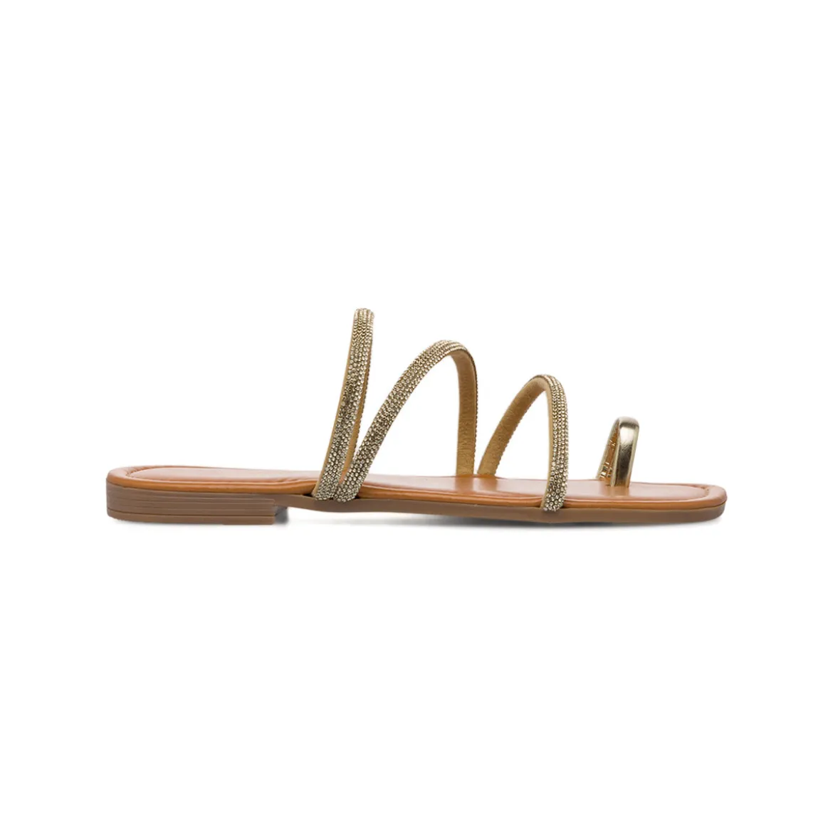 Ciabattine flat oro da Donna con dettaglio gioiello strass Lora Ferres