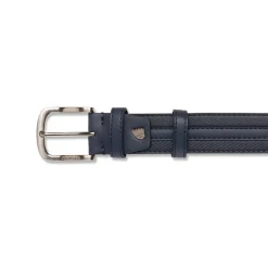Cintura da Uomo Blu con Cuciture Decorative e Fibbia in Metallo Americanino