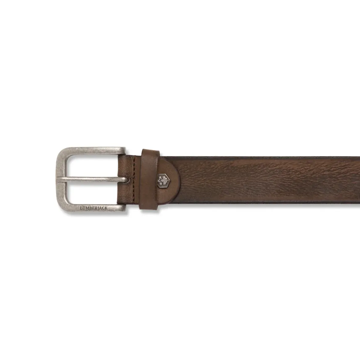 Cintura da Uomo Marrone in Pelle con Fibbia in Metallo Lumberjack