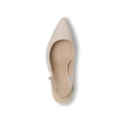 Décolleté beige da donna con tacco rocchetto 9 cm e strass dorati Lora Ferres