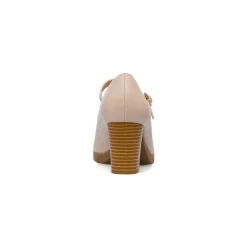 Décolleté comfort beige da Donna con cinturino e tacco a colonna 6 cm P Soft