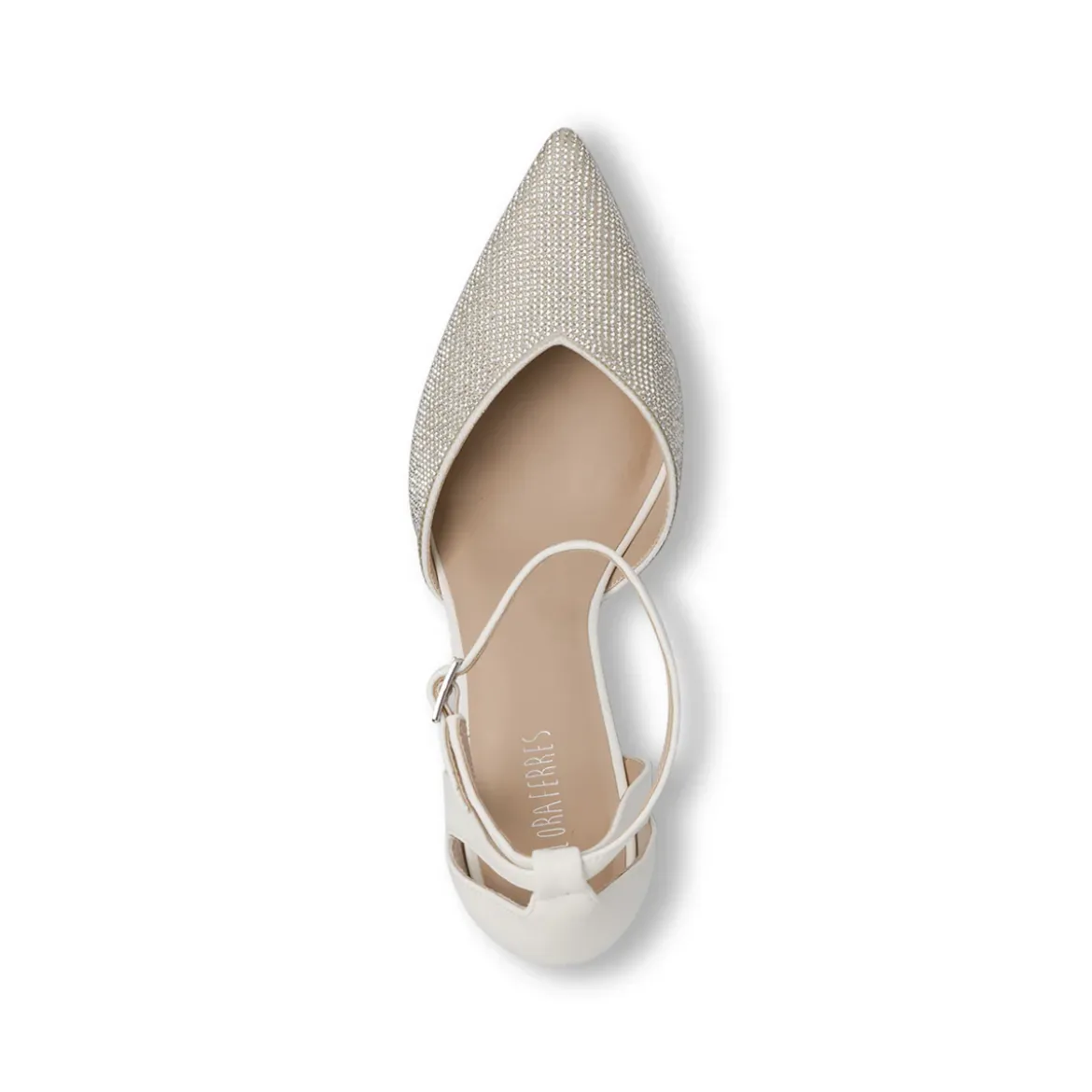 Décolleté da donna bianche con strass e tacco 7,5 cm Lora Ferres