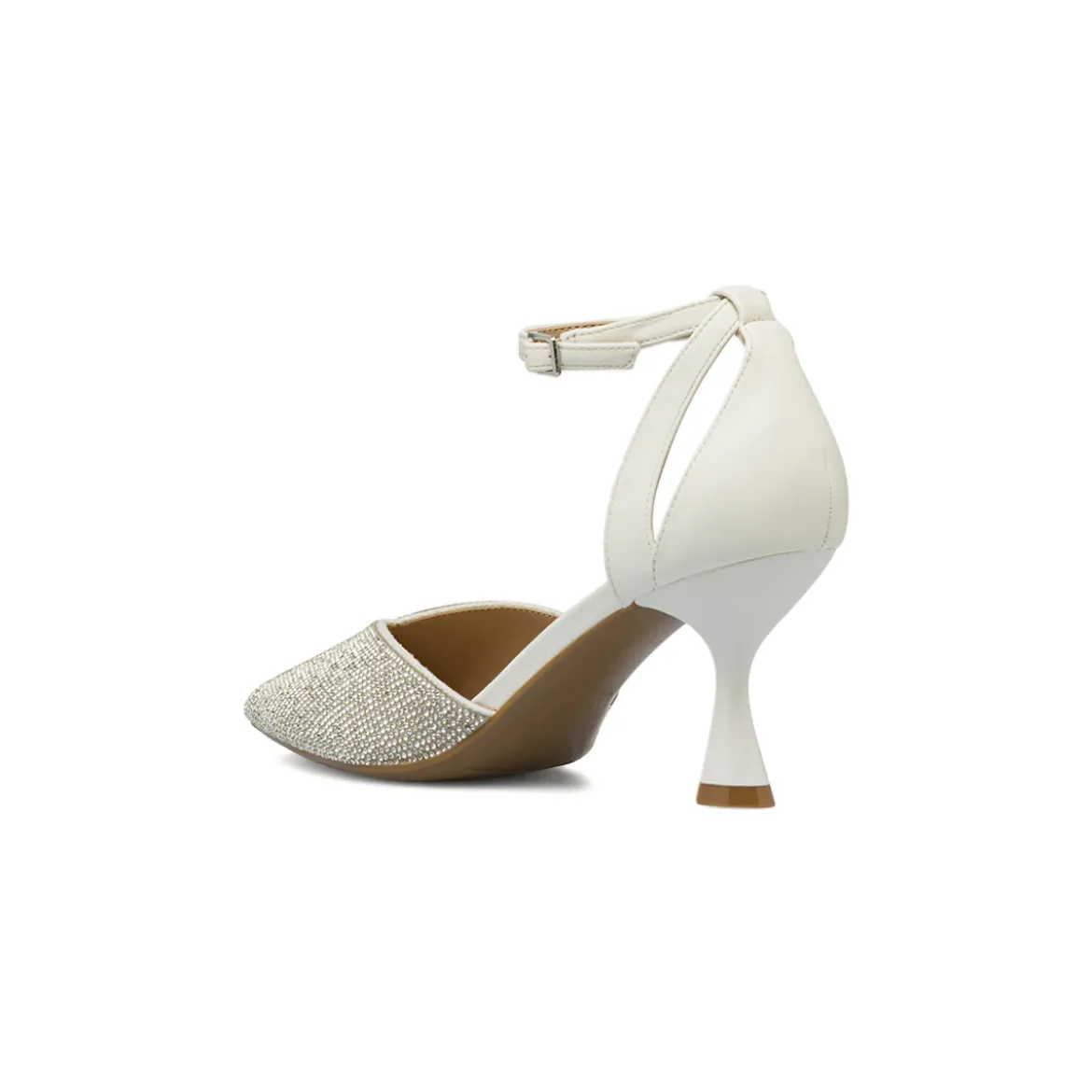 Décolleté da donna bianche con strass e tacco 7,5 cm Lora Ferres