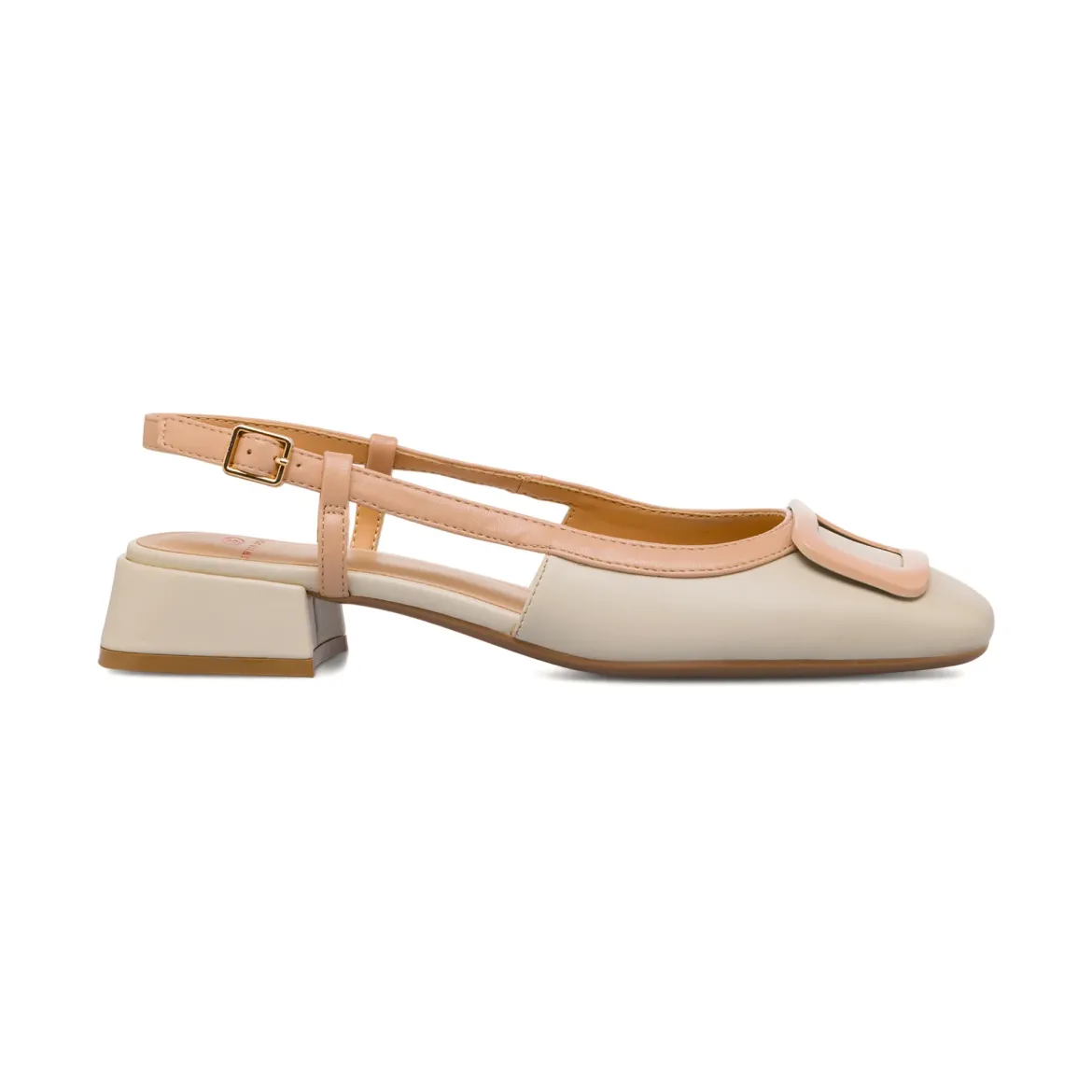 Décolleté slingback biancho off white da Donna con fibbia in contrasto e tacco 3 cm Swish Jeans