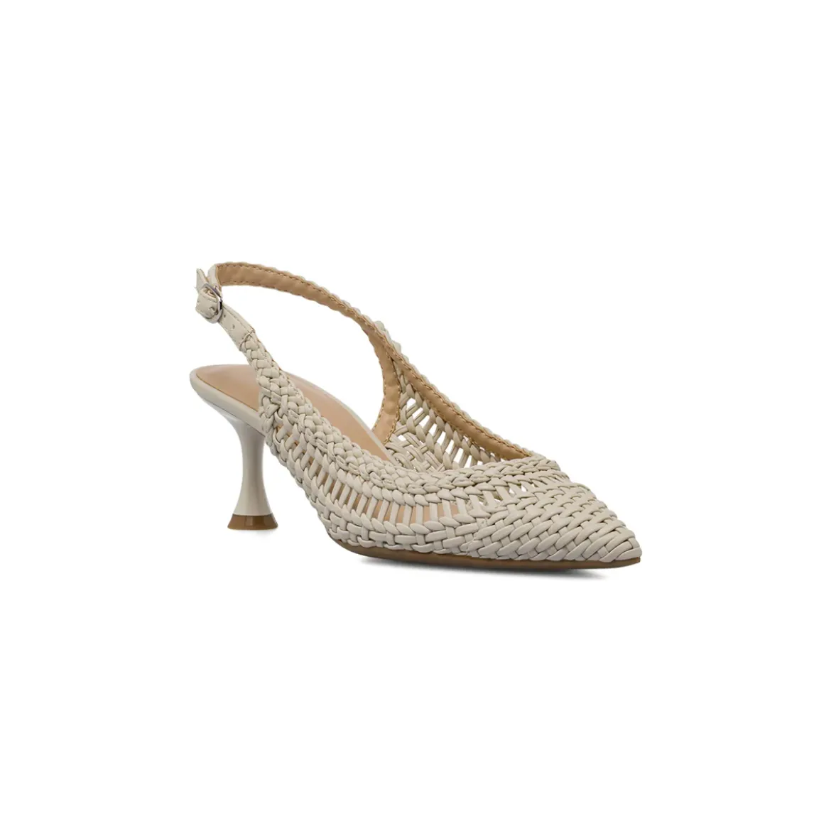 Décolleté slingback bianco off-white Donna con tacco 6 cm Lora Ferres