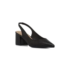 Décolleté slingback da donna nere traforate con tacco 6 cm Lora Ferres