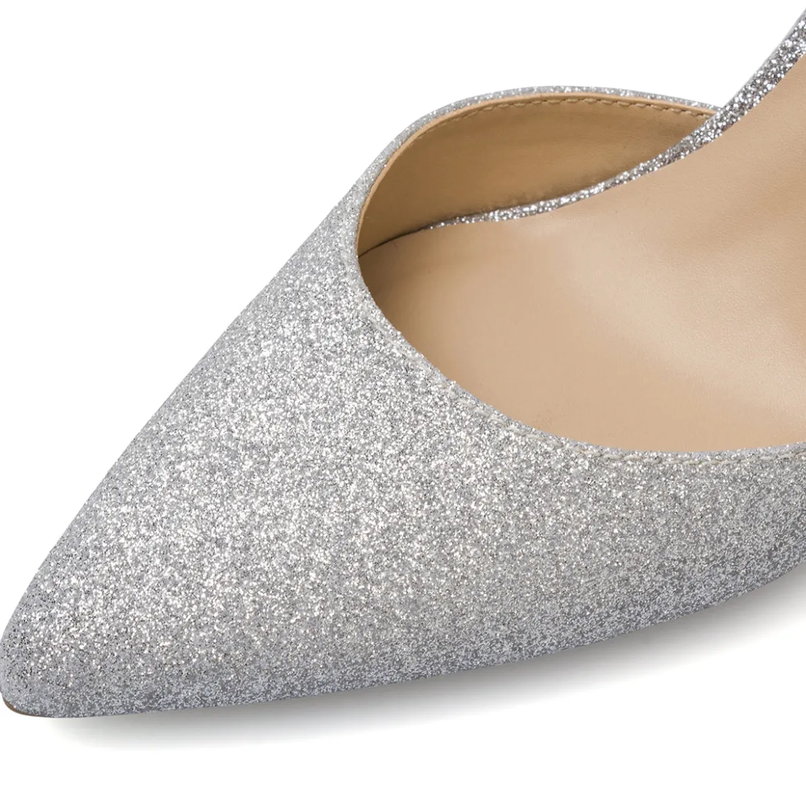 Décolleté slingback Donna Lora Ferres argento glitter con tacco 9,5 cm