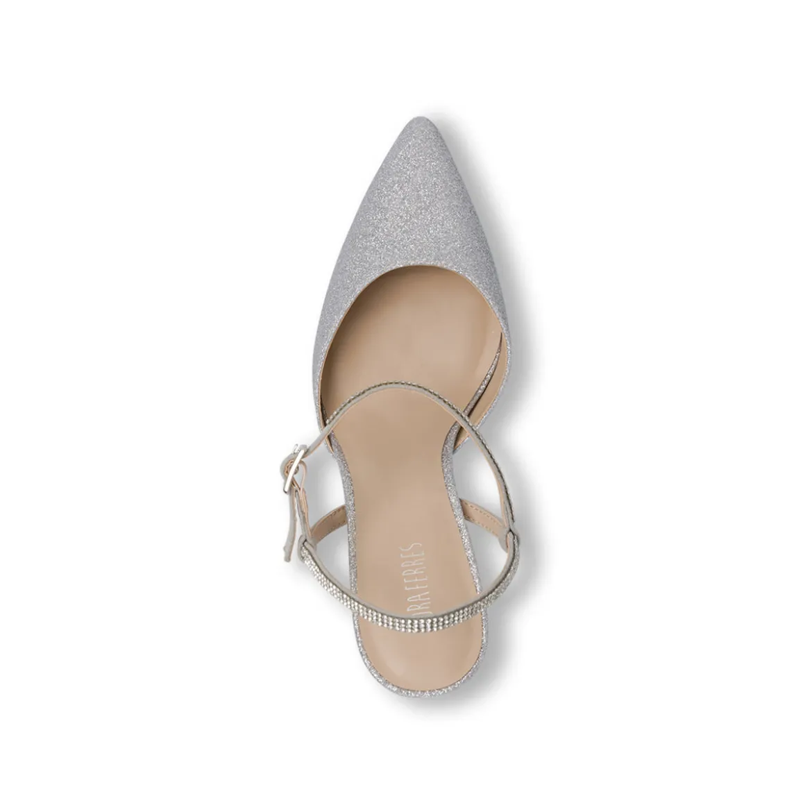 Décolleté slingback Donna Lora Ferres argento glitter con tacco 9,5 cm