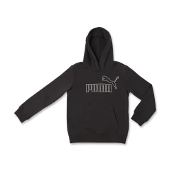 Felpa Bambina con cappuccio nera e logo frontale in strass Puma