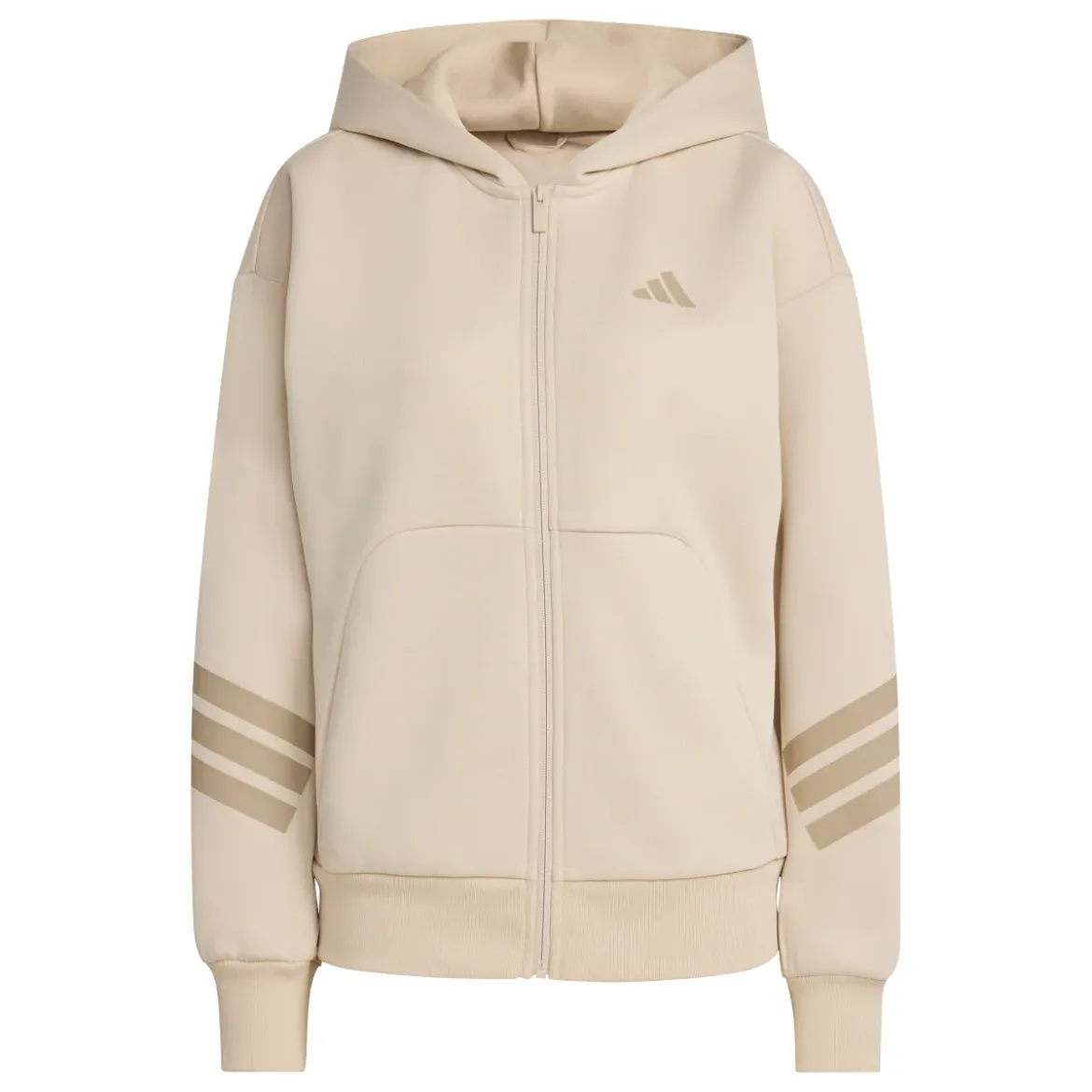 Felpa beige da Donna con cappuccio e iconiche 3 strisce adidas