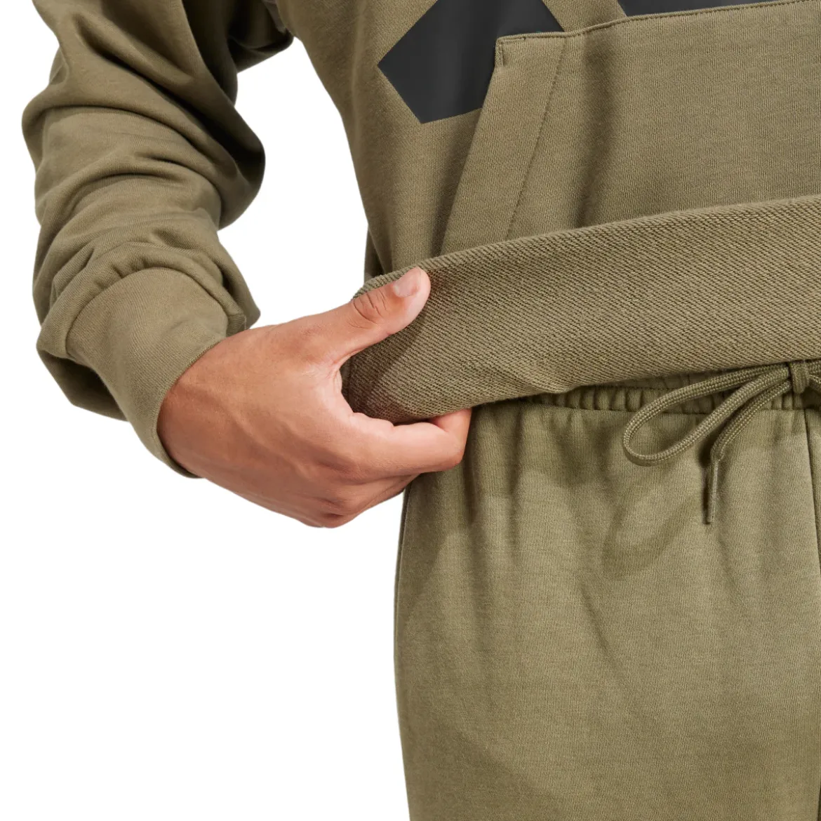 Felpa con cappuccio da uomo verde militare adidas con maxi logo