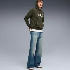 Felpa con cappuccio verde militare da Uomo Puma