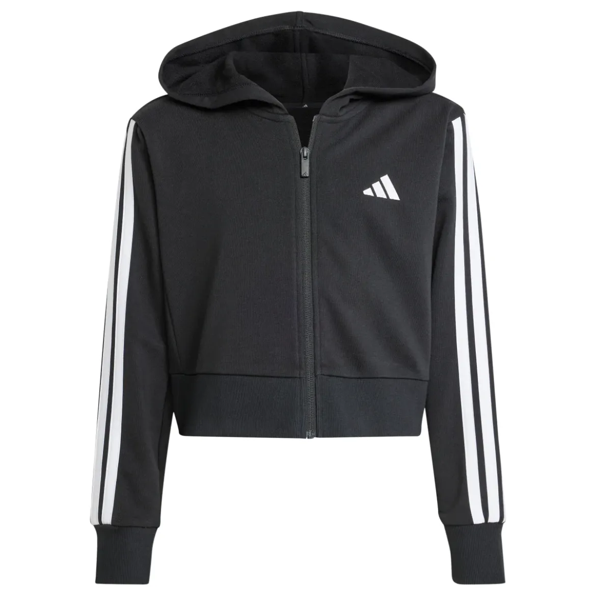Felpa con zip e cappuccio nera da Ragazza con bande laterali adidas