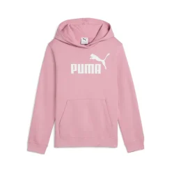 Felpa da bambina rosa con cappuccio e grande logo bianco Puma Essentials