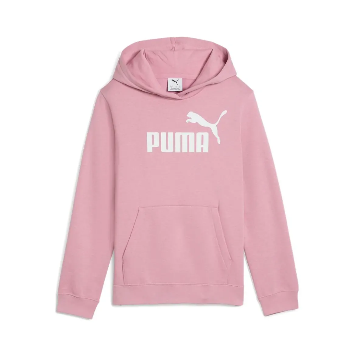 Felpa da bambina rosa con cappuccio e grande logo bianco Puma Essentials