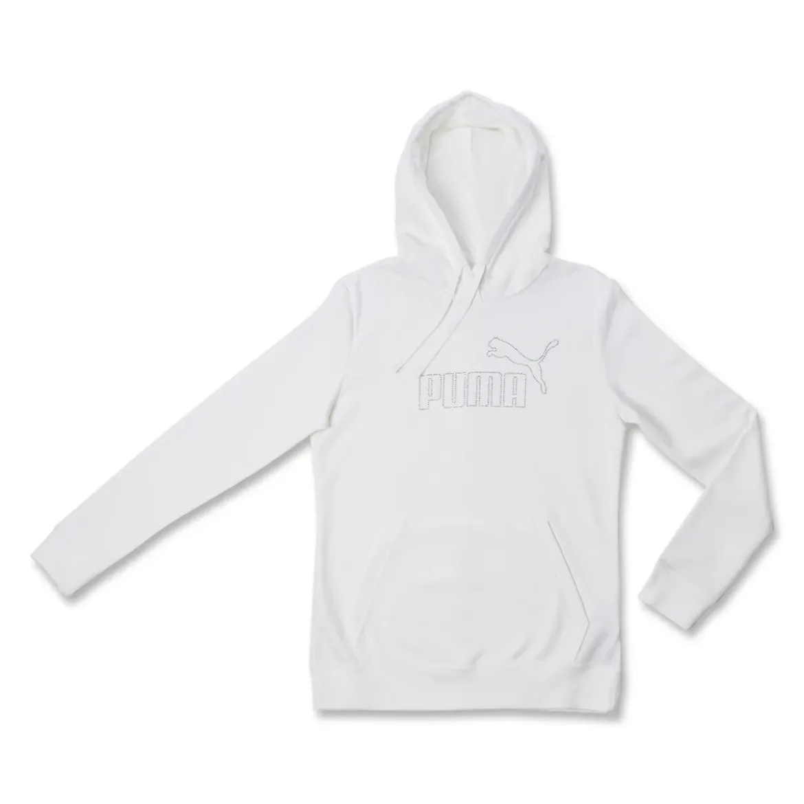 Felpa da Donna Bianca con cappuccio logo frontale in strass Puma
