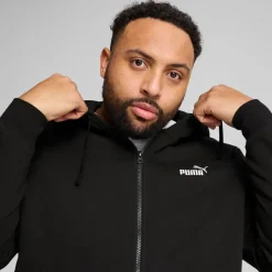 Felpa Full Zip da uomo nera Puma Essentials con cappuccio