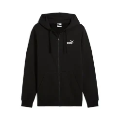 Felpa Full Zip da uomo nera Puma Essentials con cappuccio