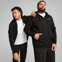 Felpa Full Zip da uomo nera Puma Essentials con cappuccio