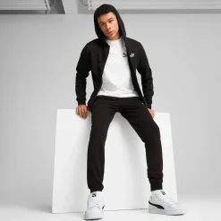 Felpa Full Zip da uomo nera Puma Essentials con cappuccio