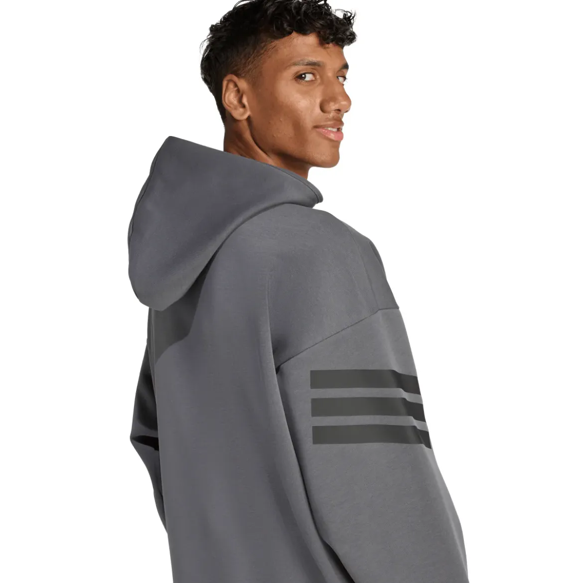 Felpa sportiva da uomo grigio con zip e le iconiche 3-Stripes adidas