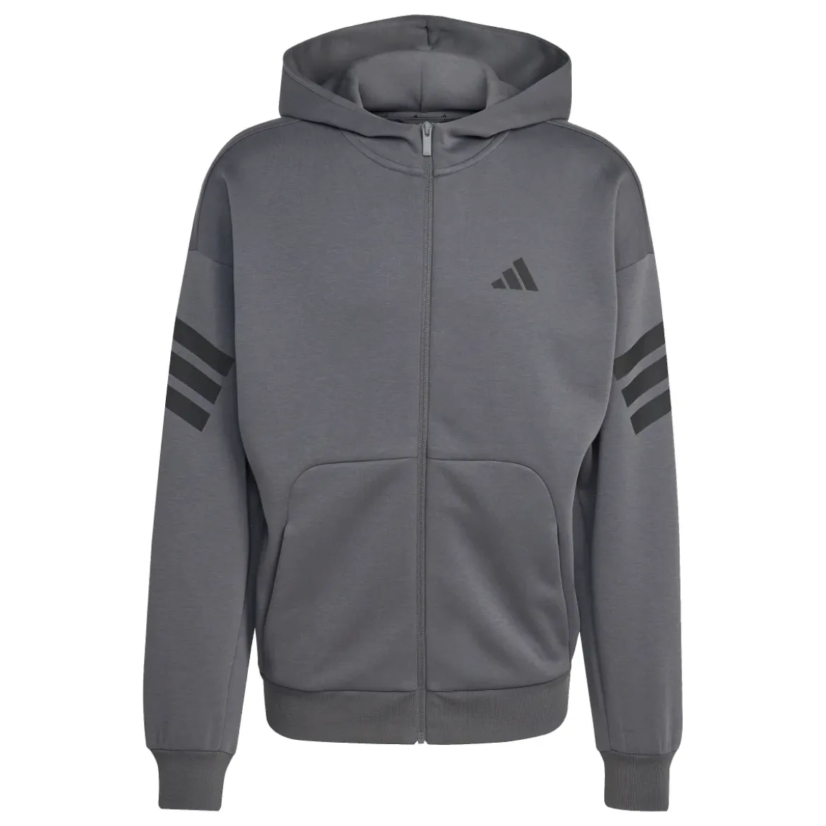 Felpa sportiva da uomo grigio con zip e le iconiche 3-Stripes adidas