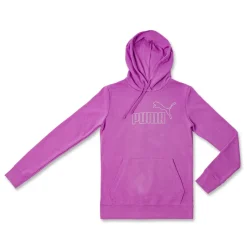 Felpa sportiva Viola Donna con cappuccio e logo in strass Puma
