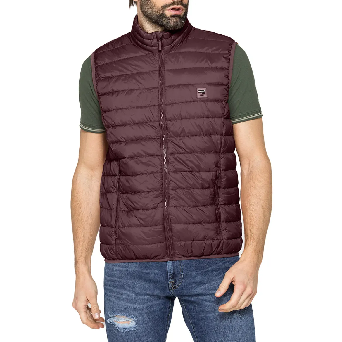 Gilet smanicato bordeaux da Uomo imbottito con zip Carrera Jeans