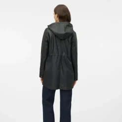 Impermeabile Nero Donna con cappuccio e coulisse in vita Vero Moda