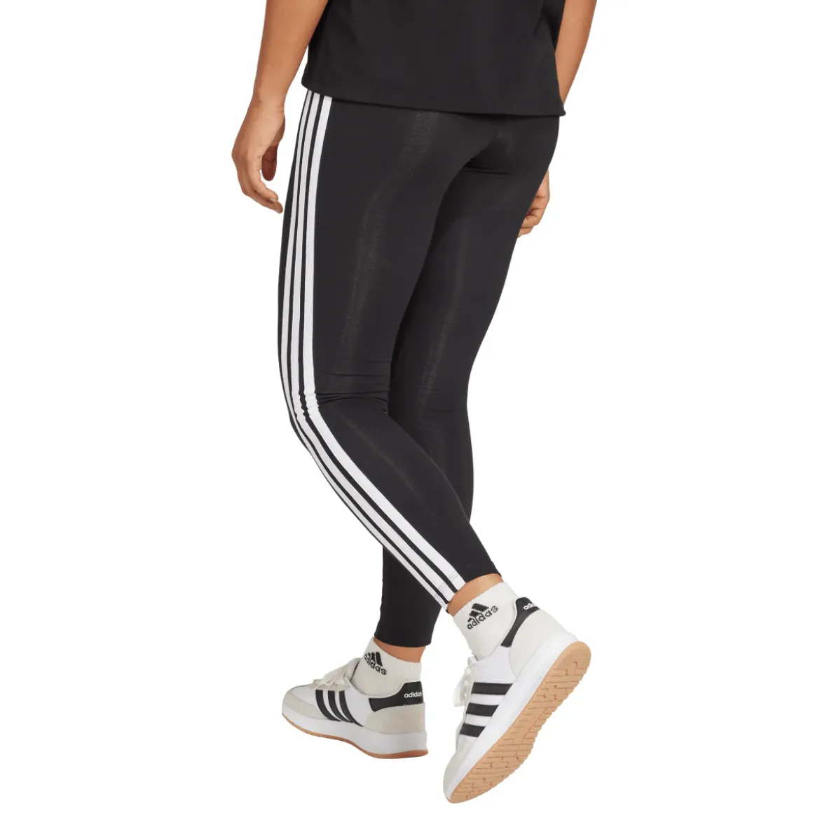 Leggings neri da Donna con bande laterali e logo sul lato adidas