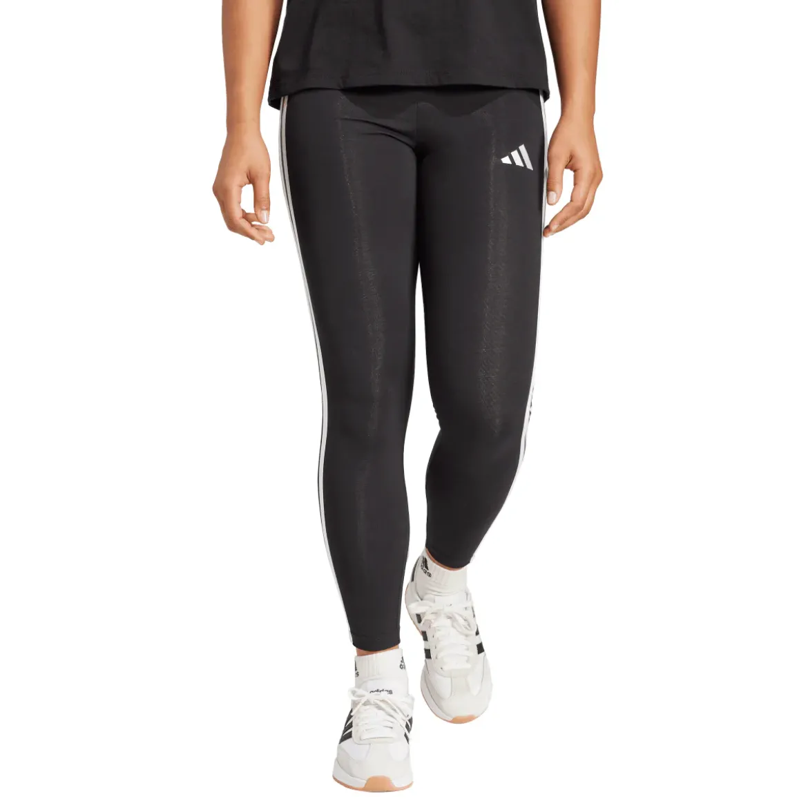 Leggings neri da Donna con bande laterali e logo sul lato adidas