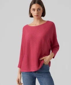 Maglia fucsia da Donna a costine sottili con maniche ampie Vero Moda