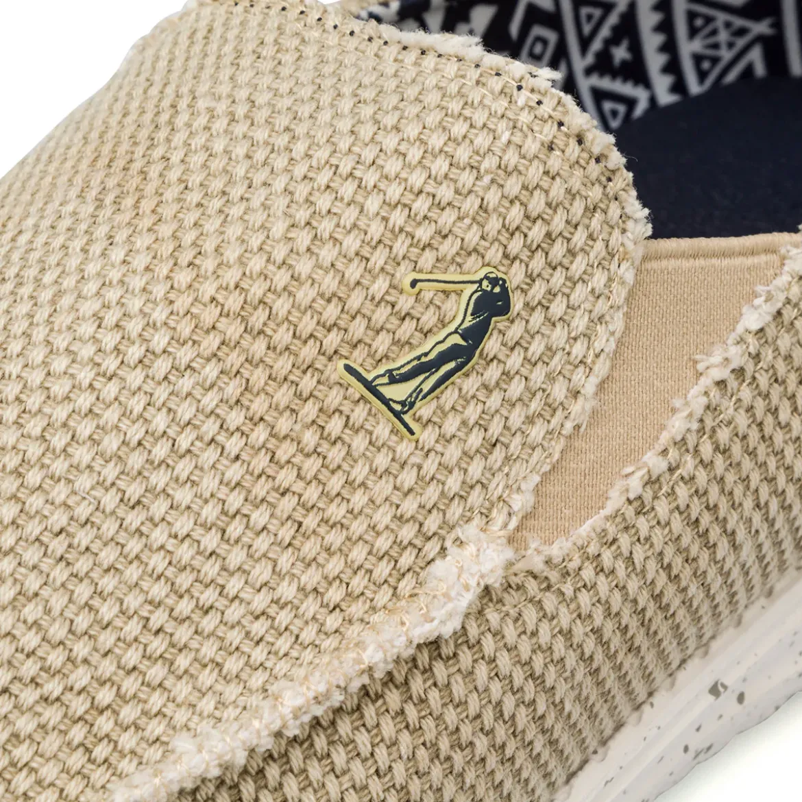 Mocassini beige da Uomo in tessuto canvas US Golf Club
