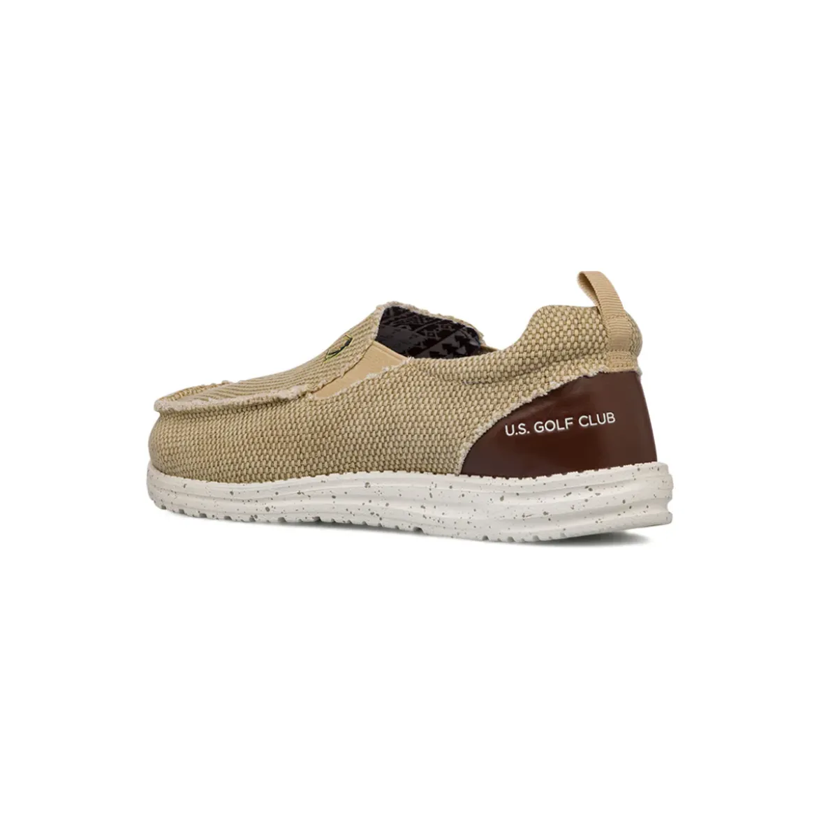 Mocassini beige da Uomo in tessuto canvas US Golf Club