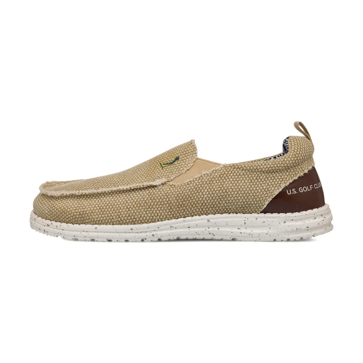 Mocassini beige da Uomo in tessuto canvas US Golf Club