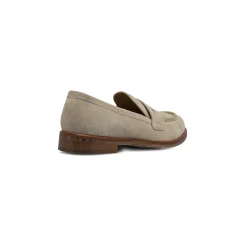 Mocassini Beige Donna effetto scamosciato con tacco Primopiano