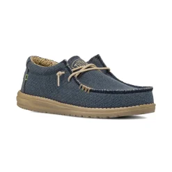 Mocassini leggeri blu da Uomo in tessuto Heydude Wally Braided