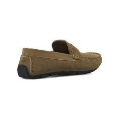 Mocassini Loafer da Uomo beige in Pelle effetto scamosciato Primopiano