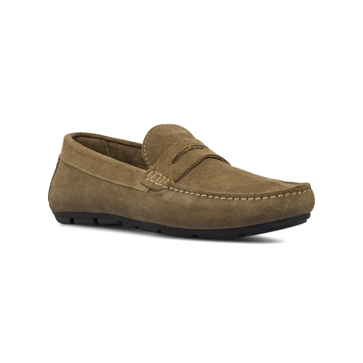 Mocassini Loafer da Uomo beige in Pelle effetto scamosciato Primopiano