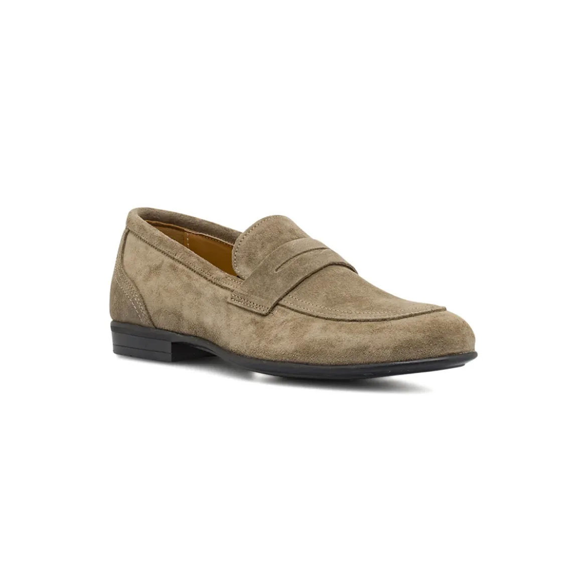 Mocassini loafer da Uomo taupe in pelle effetto scamosciato Primopiano